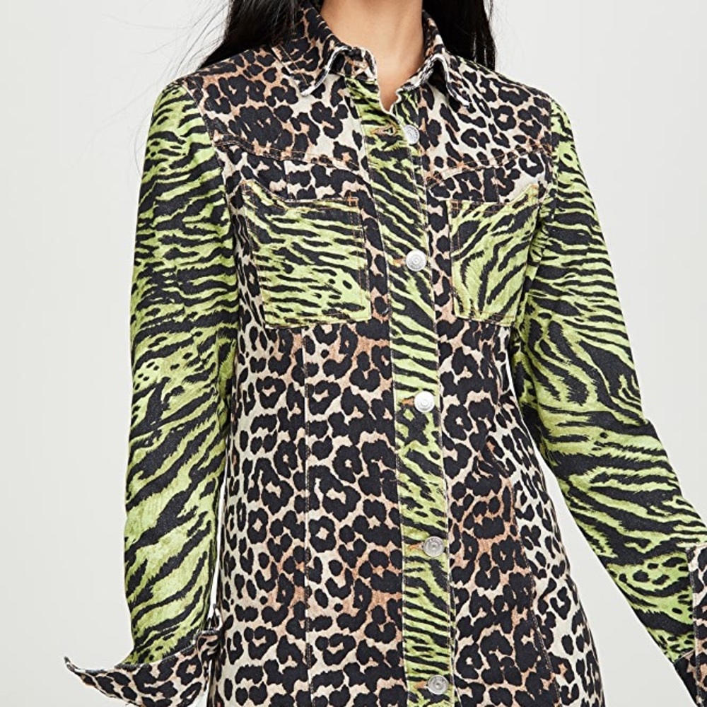 GANNI leopard and zebra denim dress